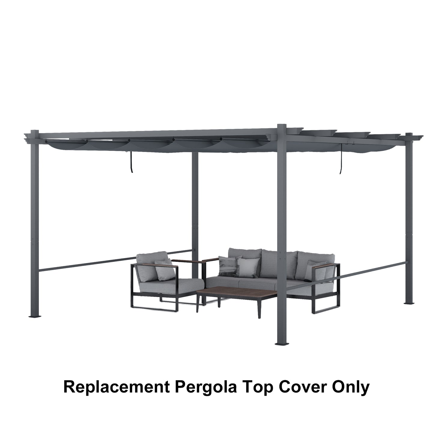 Pergola Replacement Canopy - Retractable Sun Shade Cover with Water-Resistant & UPF 50+ UV Blocking for Outdoor Patio