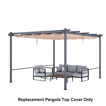 Pergola Replacement Canopy - Retractable Sun Shade Cover with Water-Resistant & UPF 50+ UV Blocking for Outdoor Patio - Aoodor