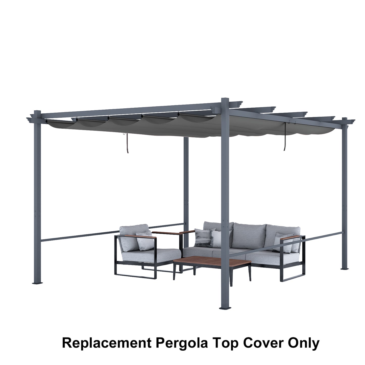 Pergola Replacement Canopy - Retractable Sun Shade Cover with Water-Resistant & UPF 50+ UV Blocking for Outdoor Patio