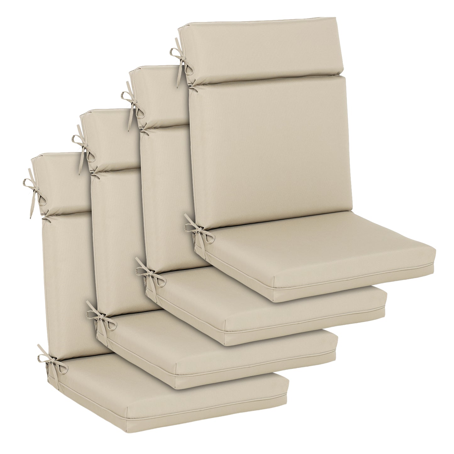 Outdoor Polyester High Back Dining Chair Cushion Set - Khaki