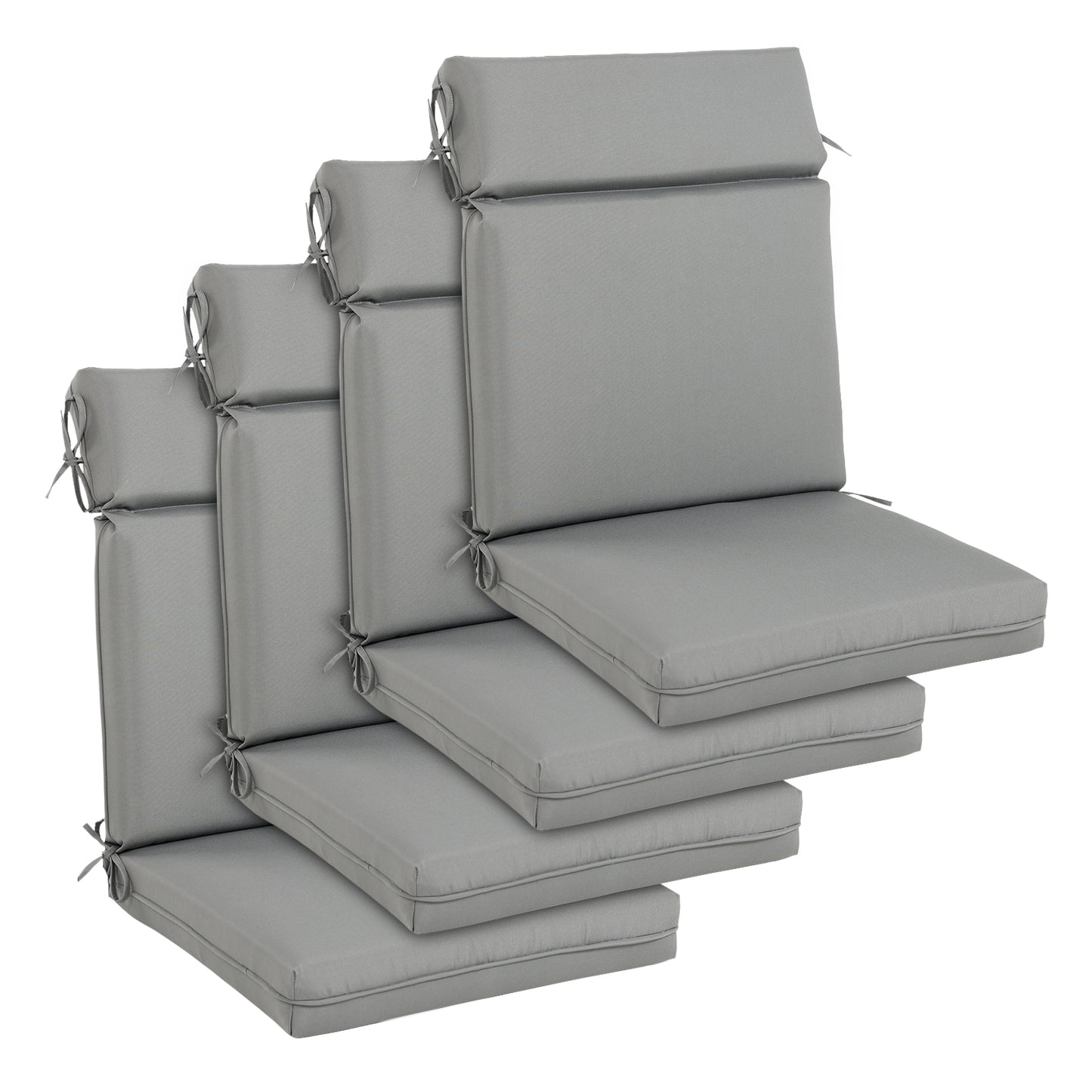 Outdoor Polyester High Back Dining Chair Cushion Set - Gray