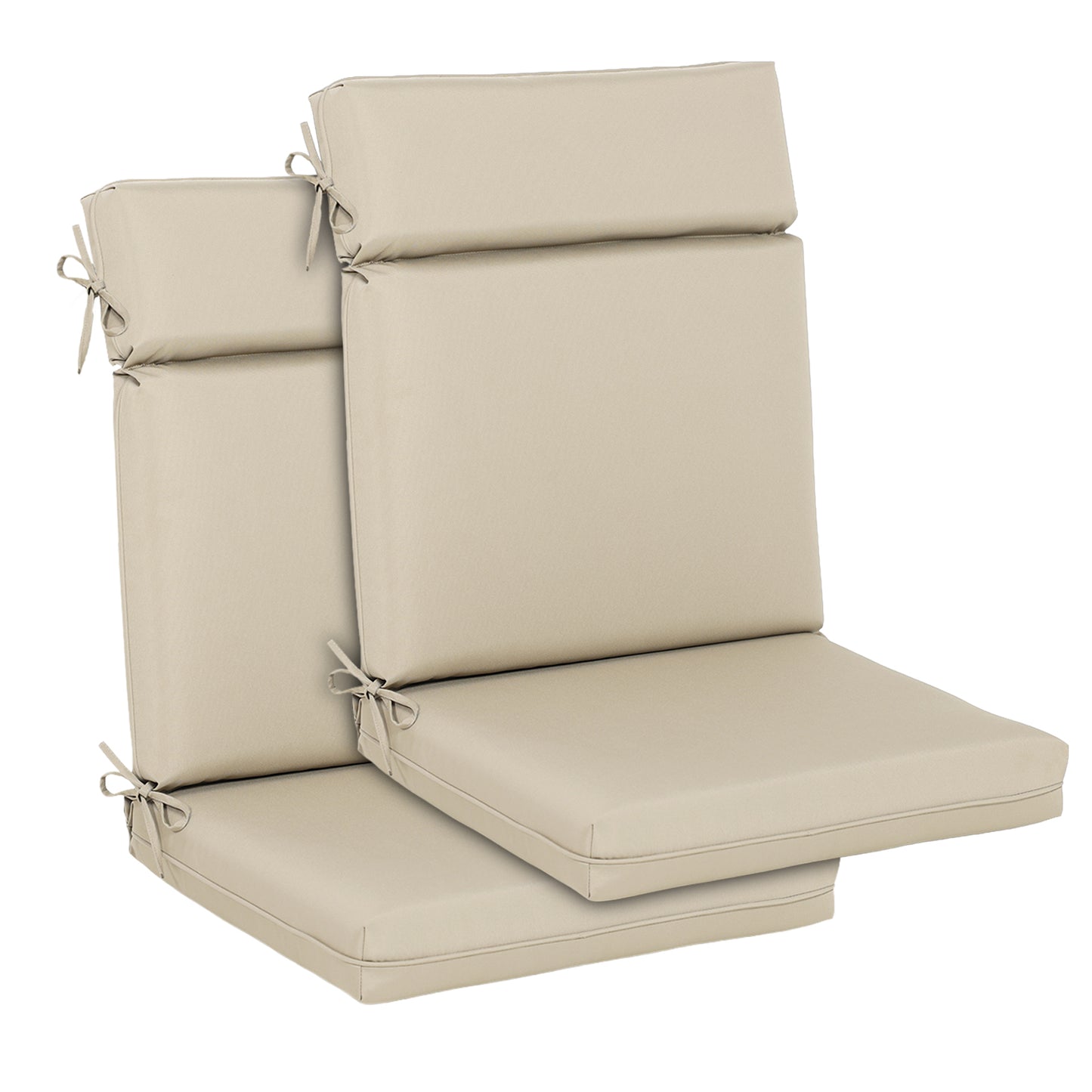 Outdoor Polyester High Back Dining Chair Cushion Set - Khaki