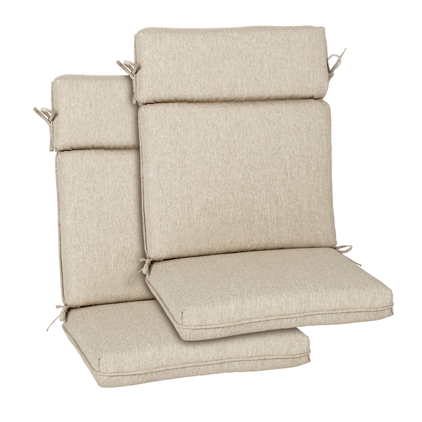 Outdoor High Back Dining Chair Cushion Set, Polyester Fabric, TPU Water Repellent Coating, Brown