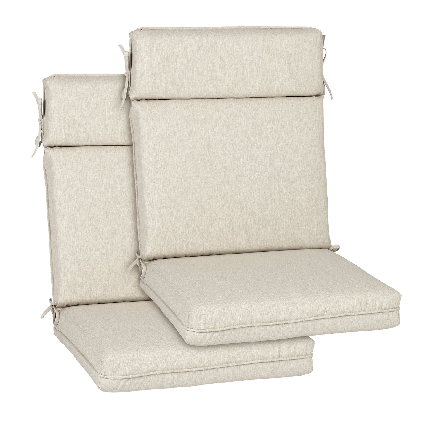 Outdoor High Back Dining Chair Cushion Set, Polyester Fabric, TPU Water Repellent Coating, Light Taupe