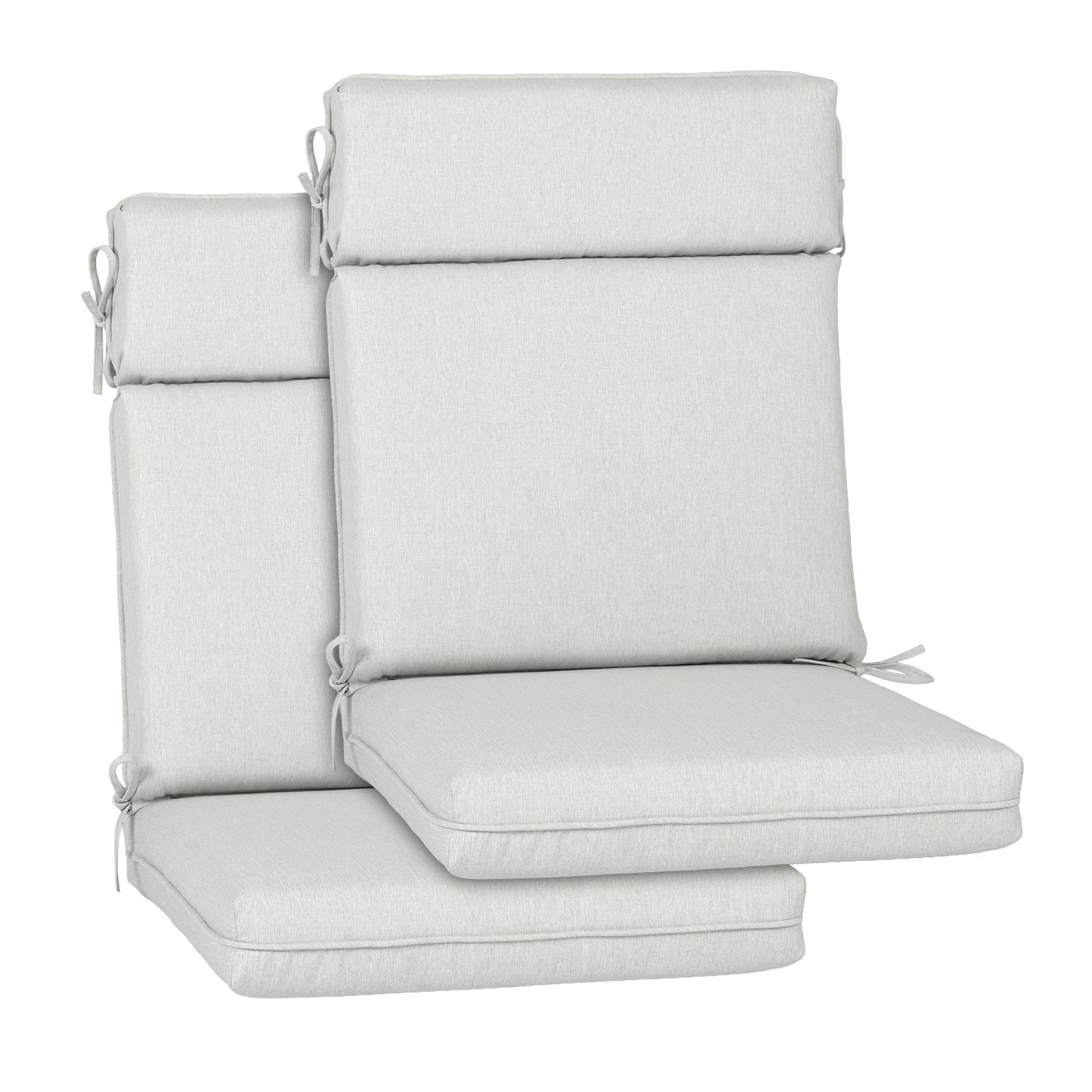 Outdoor High Back Dining Chair Cushion Set, Polyester Fabric, TPU Water Repellent Coating, Light Gray