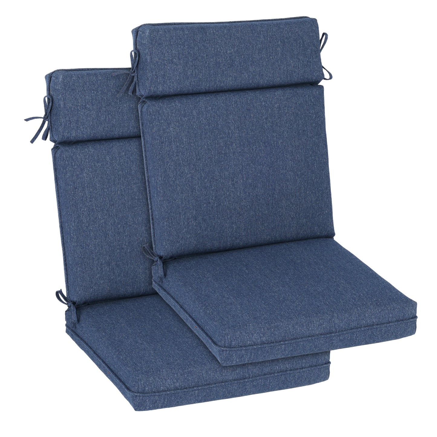 Outdoor High Back Dining Chair Cushion Set, Polyester Fabric, TPU Water Repellent Coating, Navy Blue