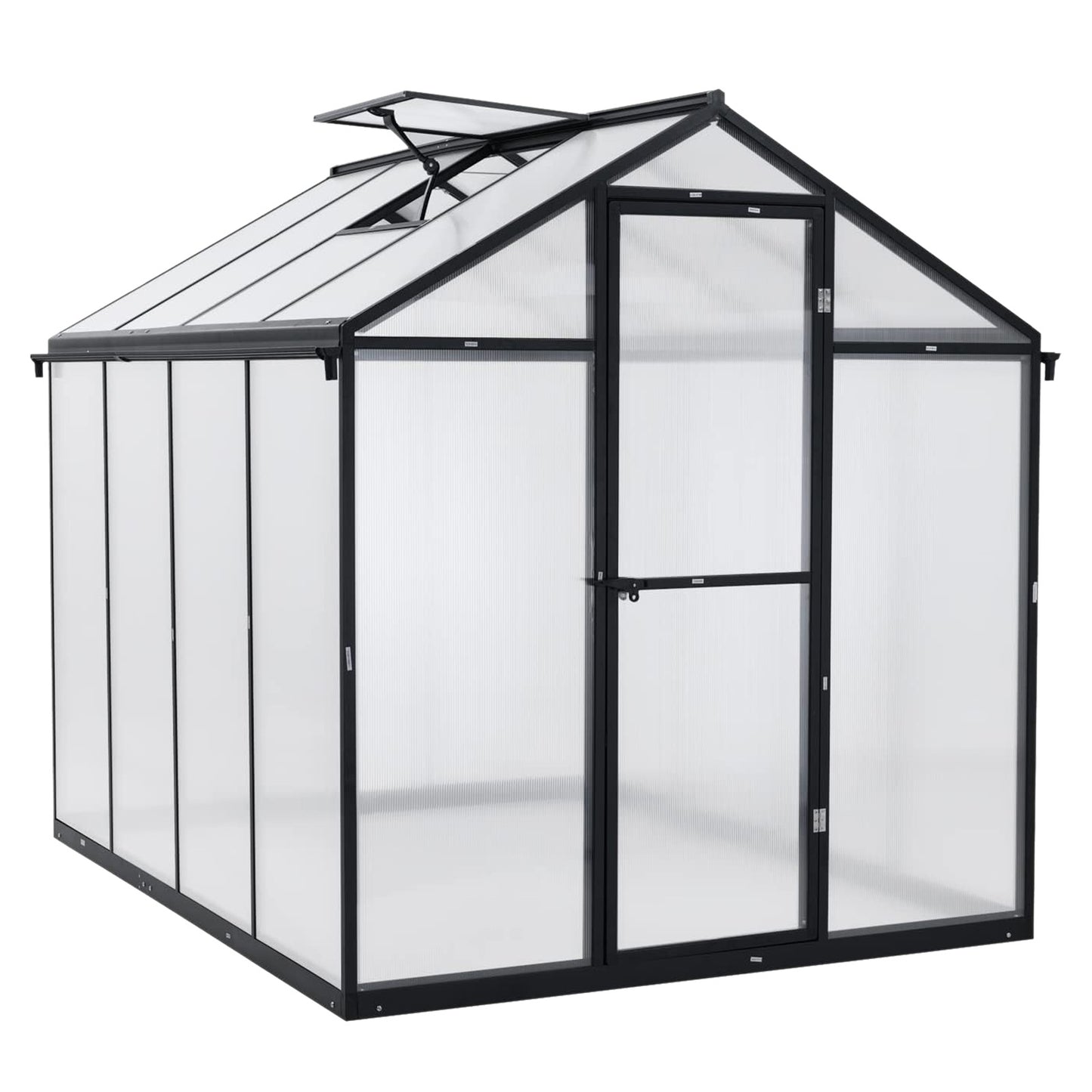 6x8/6x10 ft. Walk-in Polycarbonate Greenhouse with Roof Vent and Door lock