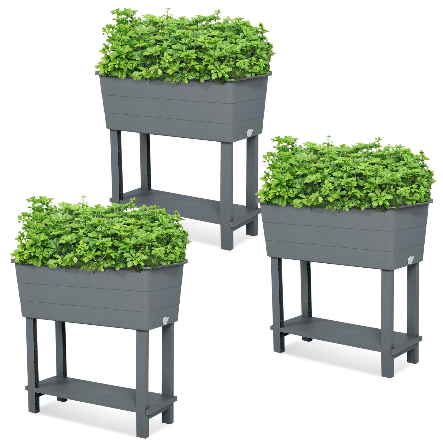 30×14×30 inch Elevated Raised Planter Box with Legs, Water Level Indicator - Set of 3
