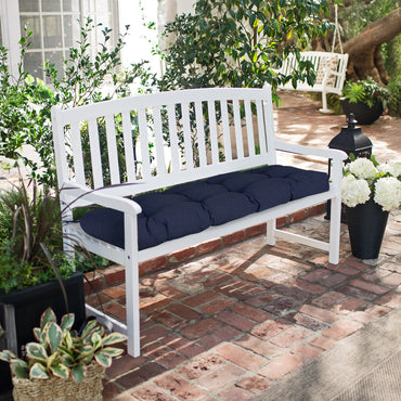 Outdoor Polyester Tufted Bench Cushion, Water & Fade Resistant, Dark Blue - Aoodor