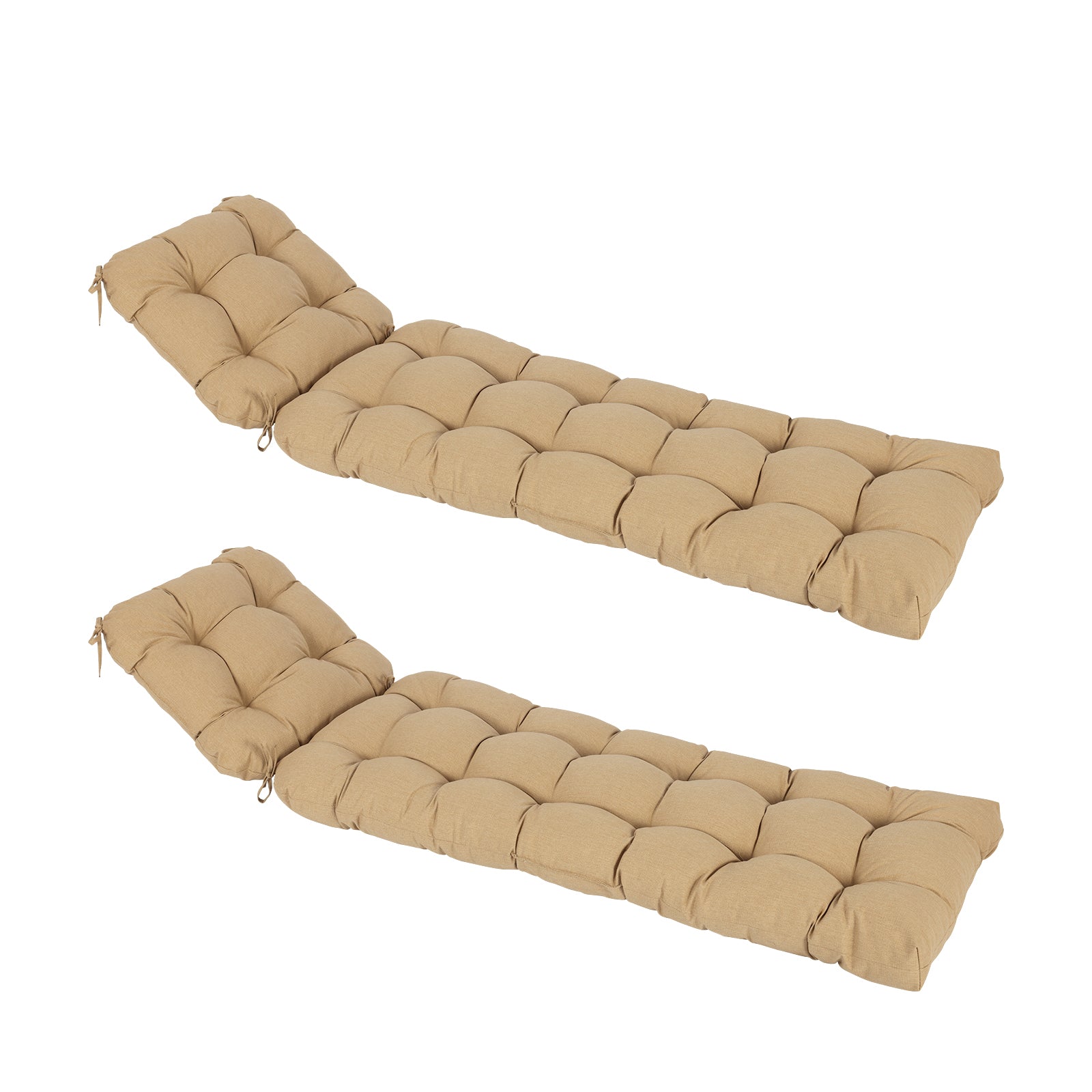 76"x22"x5.1" Polyester Tufted Chaise Lounge Cushion for Outdoor Wicker Chaise Lounge Use, 2 Packs - Brown - Aoodor