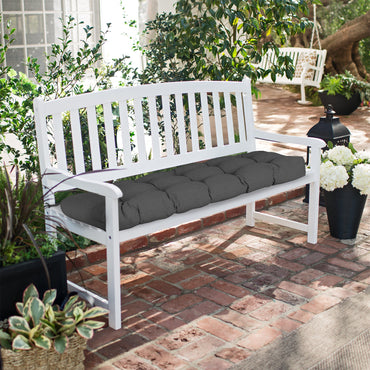 Outdoor Polyester Tufted Bench Cushion, Water & Fade Resistant, Dark Gray - Aoodor