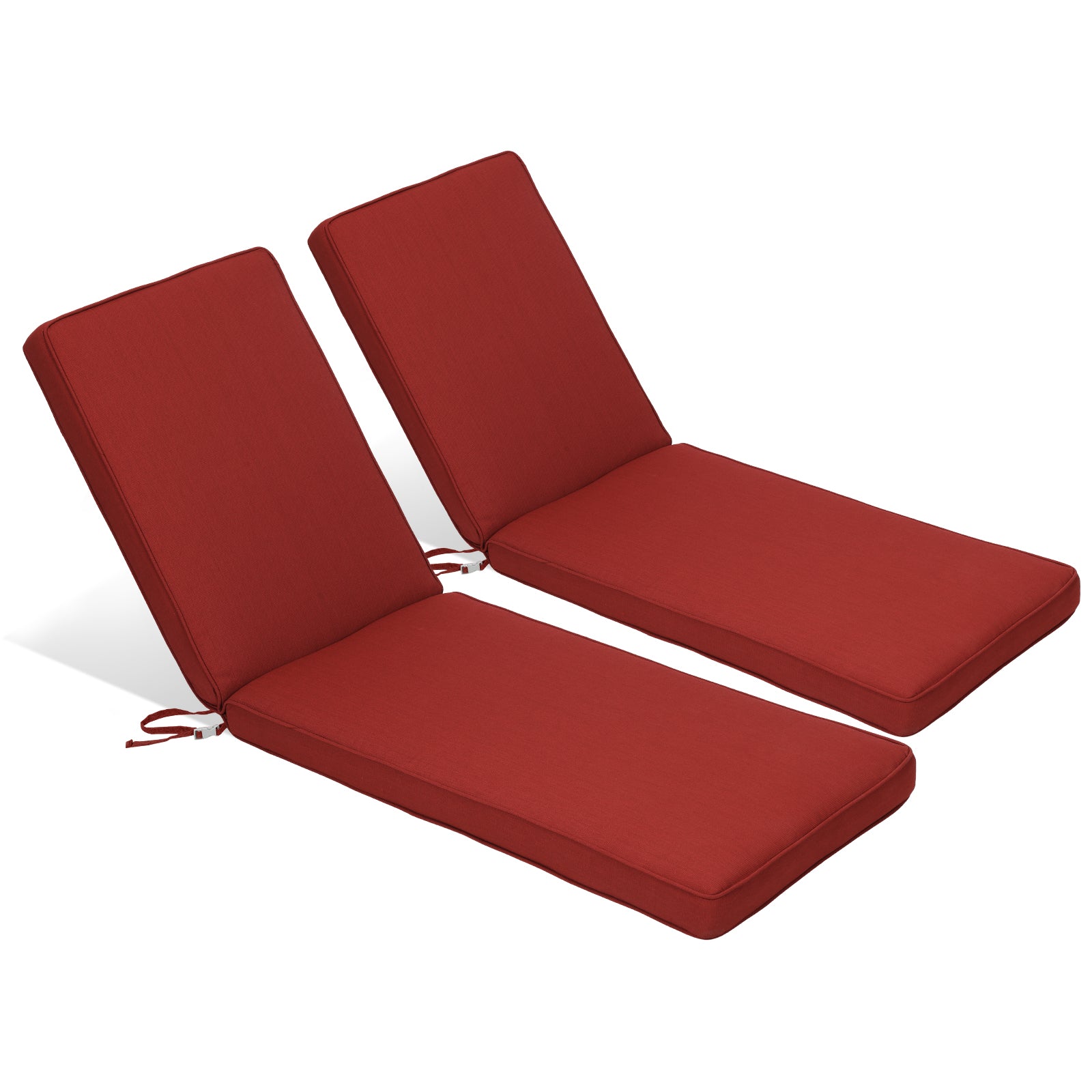 72x21x3 inch Patio Chaise Lounger Cushions Set of 2 - Wine Red - Aoodor