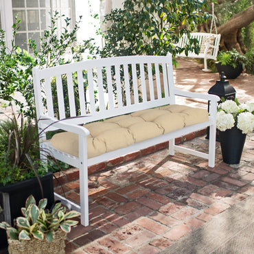 Outdoor Polyester Tufted Bench Cushion, Water & Fade Resistant, Khaki - Aoodor