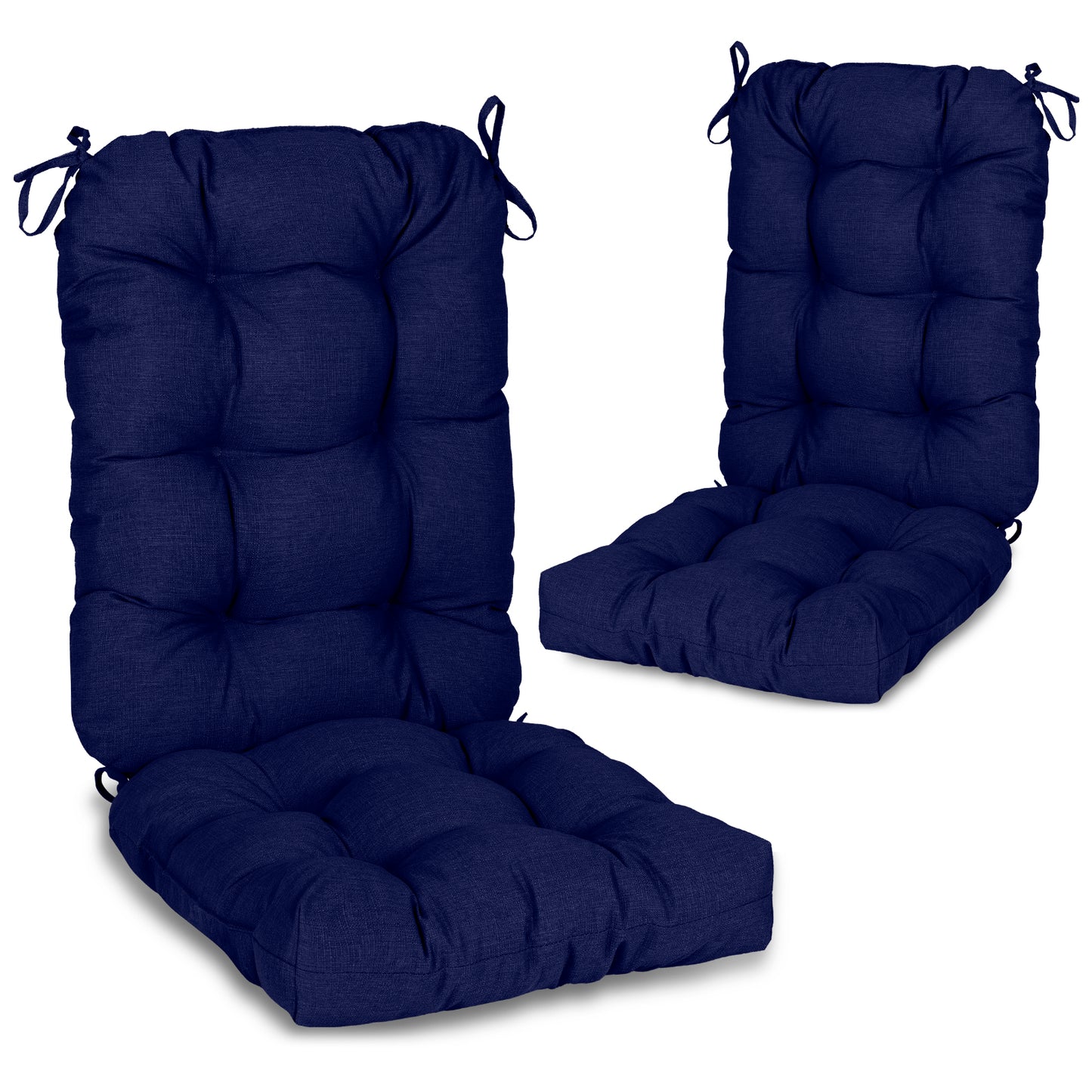 Tufted Outdoor High Back Chair Cushions Patio Replacement Cushion, Dark Blue
