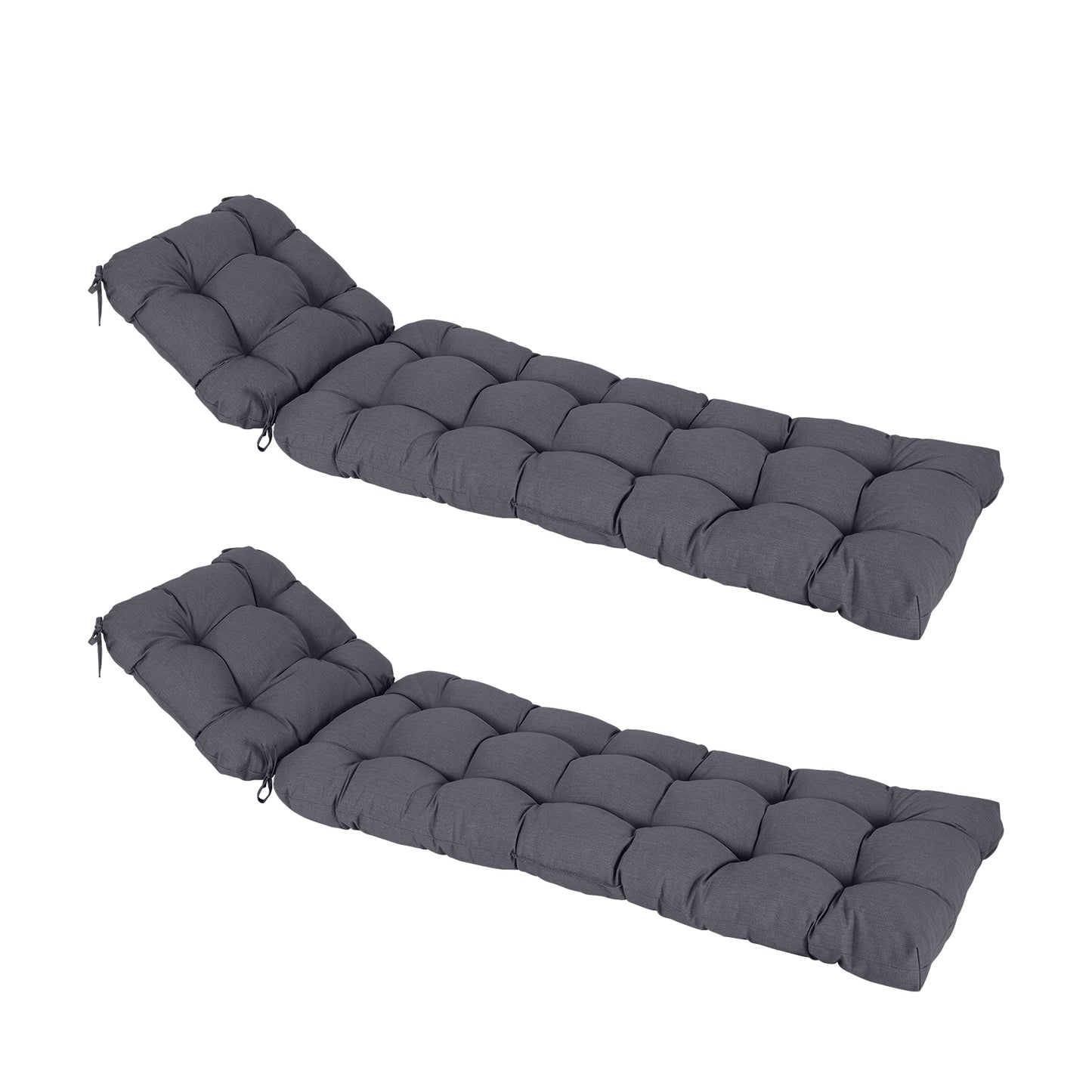 76"x22"x5.1" Polyester Tufted Chaise Lounge Cushion for Outdoor Wicker Chaise Lounge Use, 2 Packs - Dark Gray