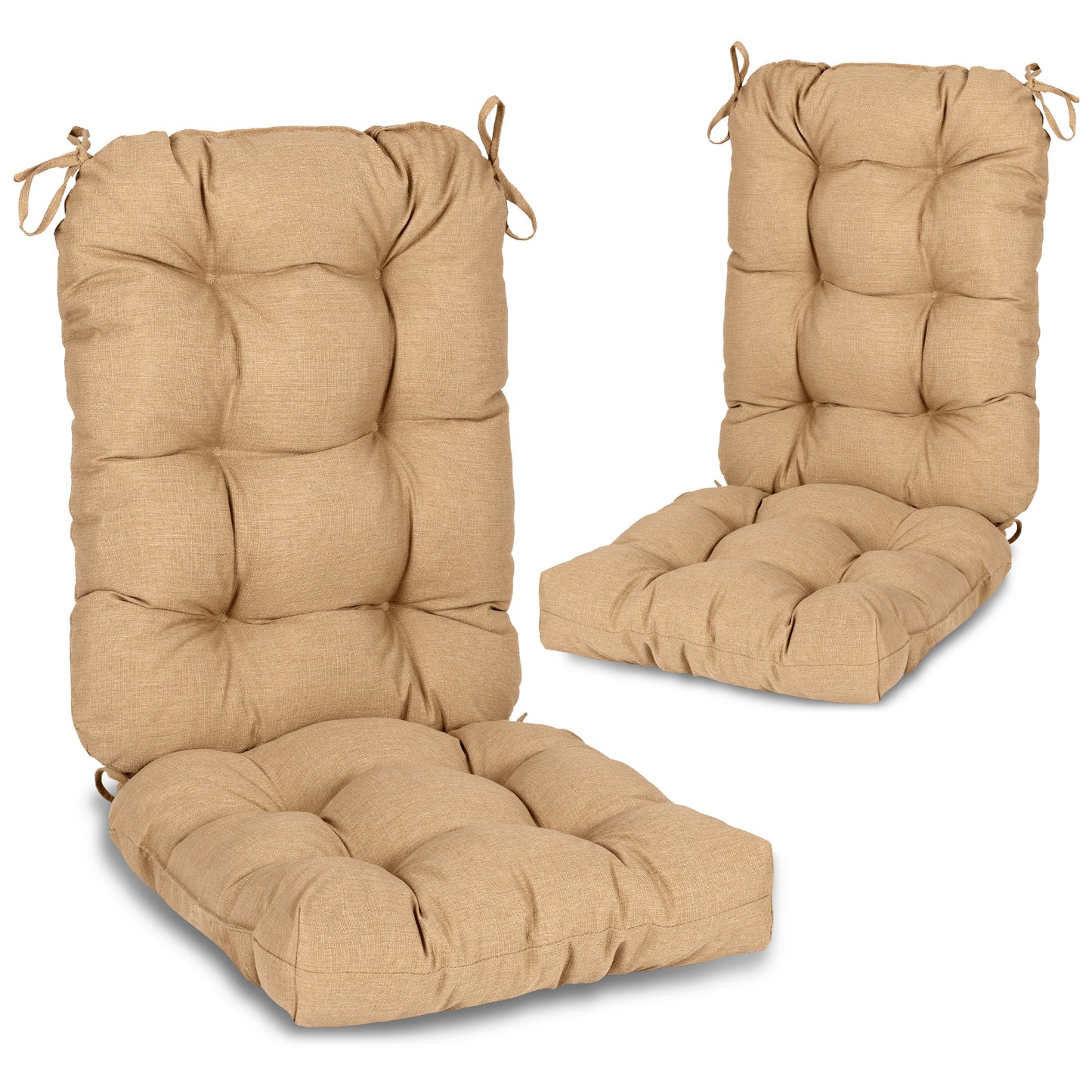 Tufted Outdoor High Back Chair Cushions Patio Replacement Cushion, Brown