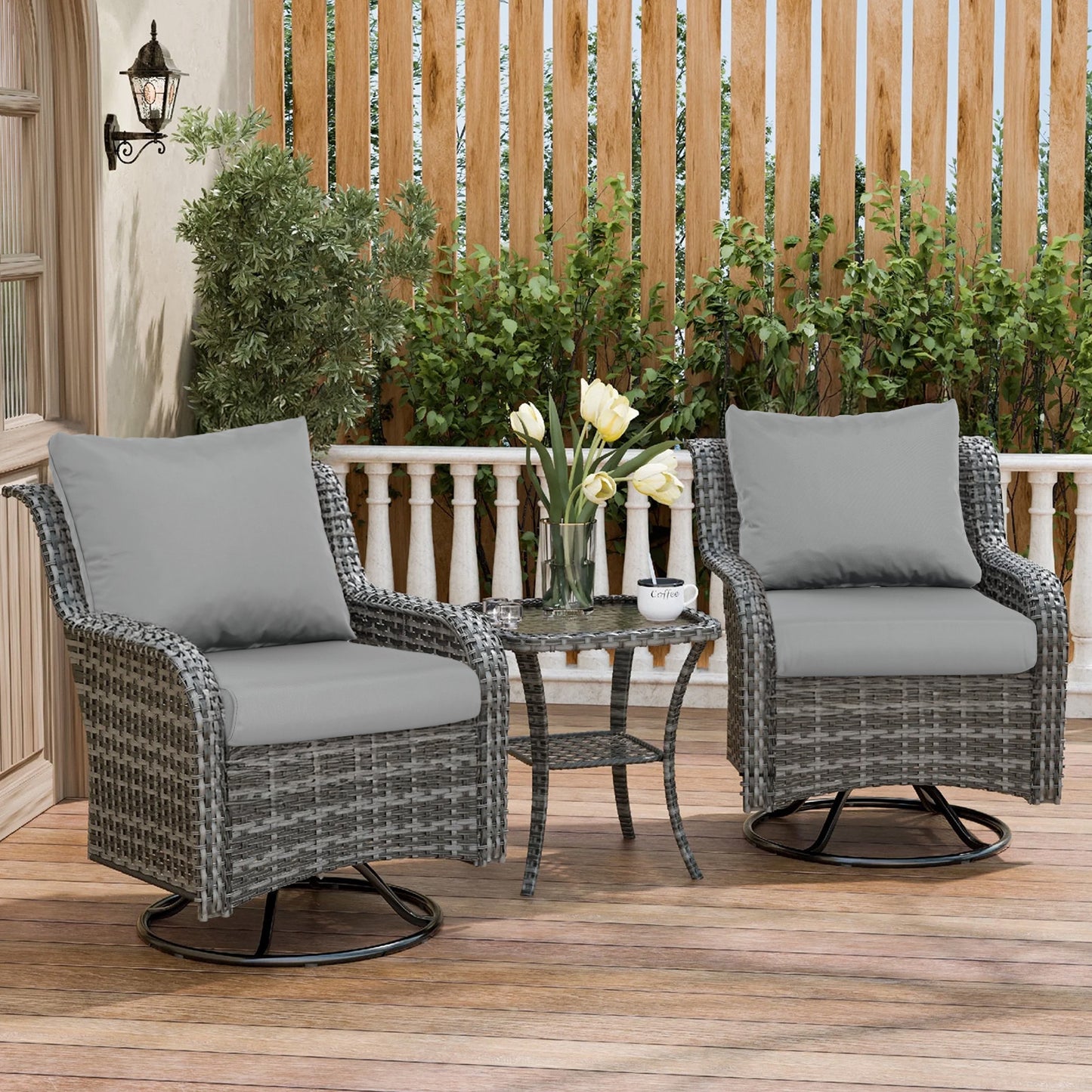 Outdoor Chair Cushions, Patio Deep Seat Cushions with Handle & Adjustable Straps - Gray