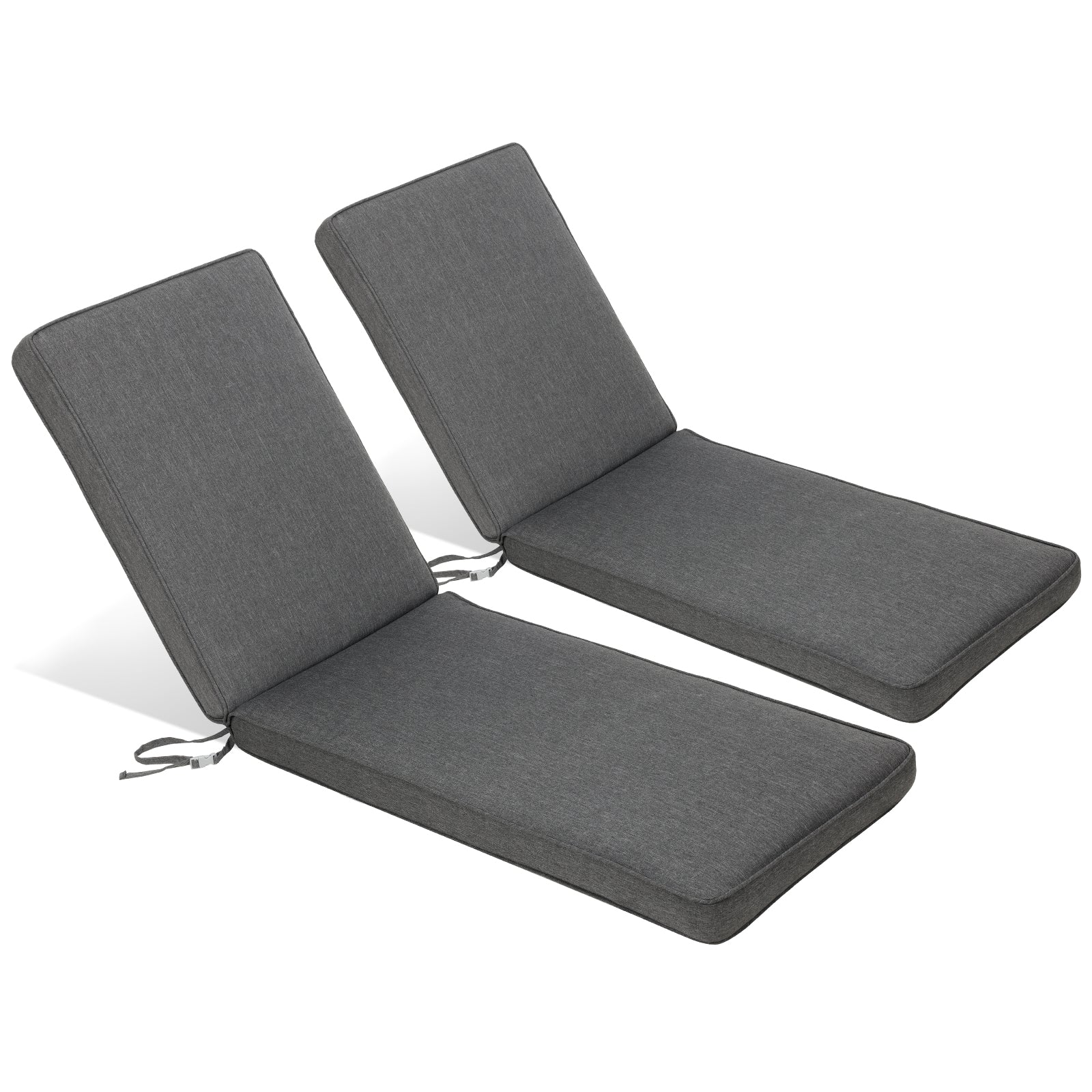 72x21x3 inch Patio Chaise Lounger Cushions Set of 2 - Charcoal - Aoodor