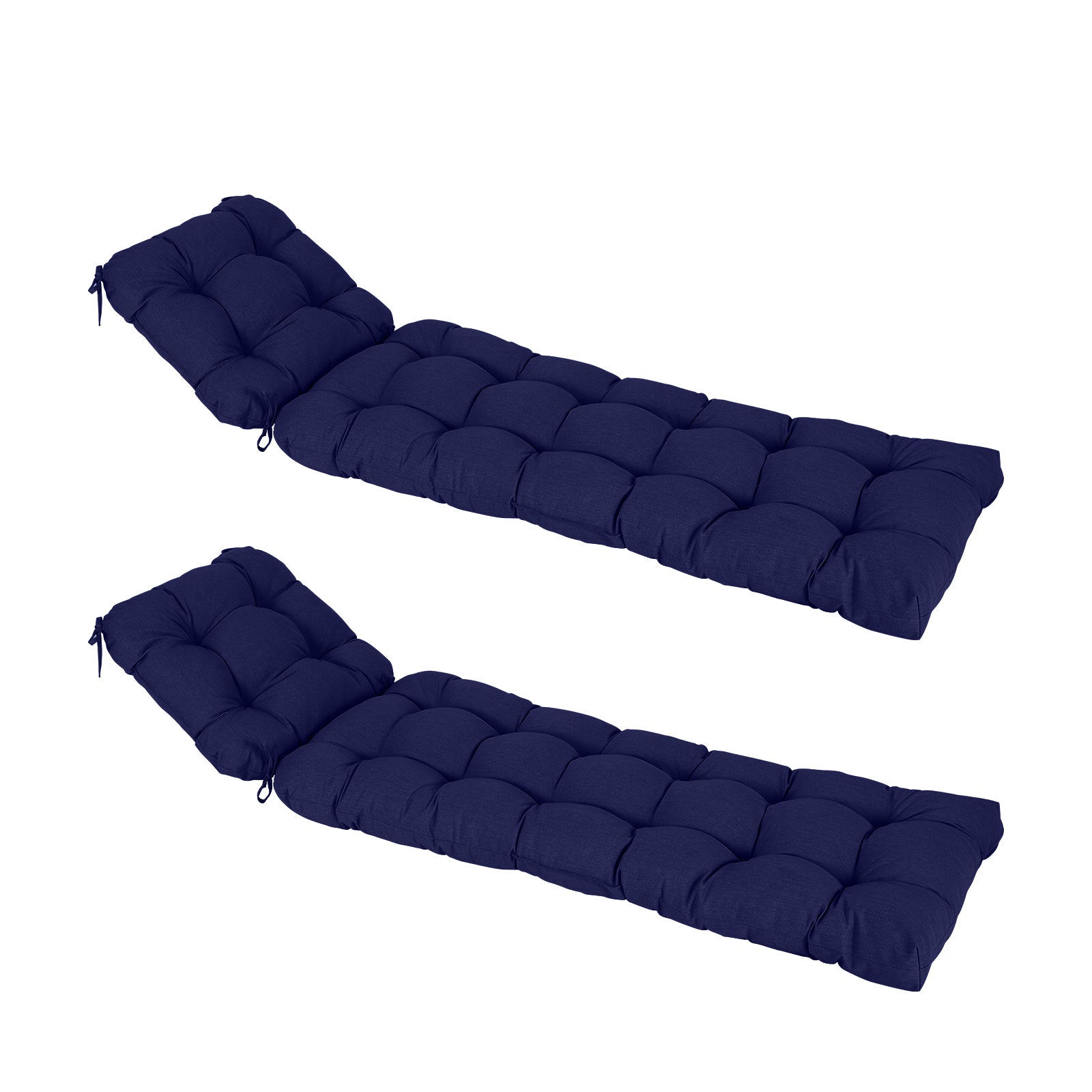 76"x22"x5.1" Polyester Tufted Chaise Lounge Cushion for Outdoor Wicker Chaise Lounge Use, 2 Packs - Dark Blue - Aoodor