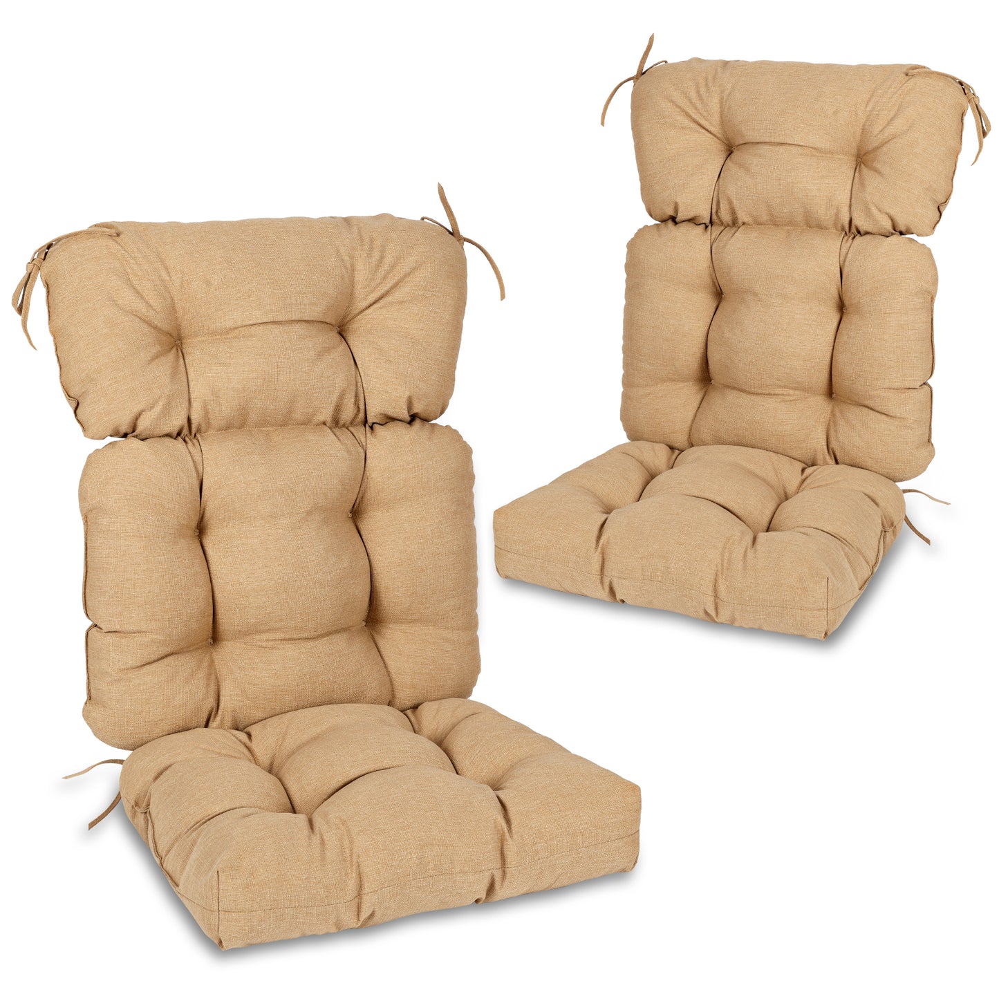 Tufted Outdoor High Back Chair Cushions Patio Rocking Pads for Furniture, Brown