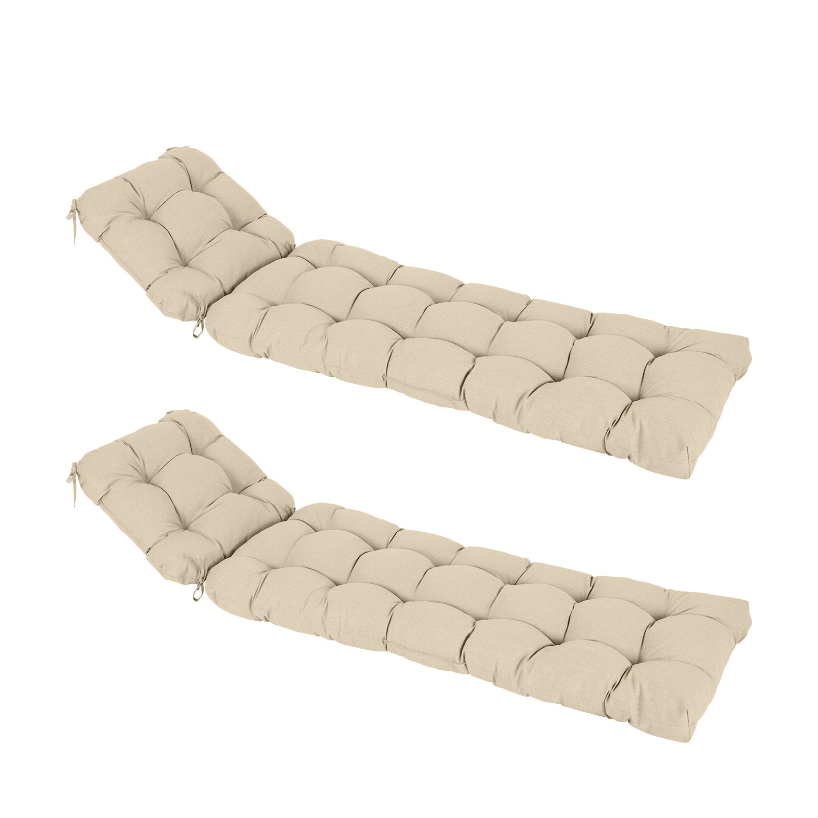 76"x22"x5.1" Polyester Tufted Chaise Lounge Cushion for Outdoor Wicker Chaise Lounge Use, 2 Packs - Khaki - Aoodor