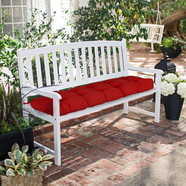 Outdoor Polyester Tufted Bench Cushion, Water & Fade Resistant, Red - Aoodor