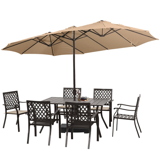 15 ft. Double Sided Patio Market Umbrella with Base Stand - Aoodor