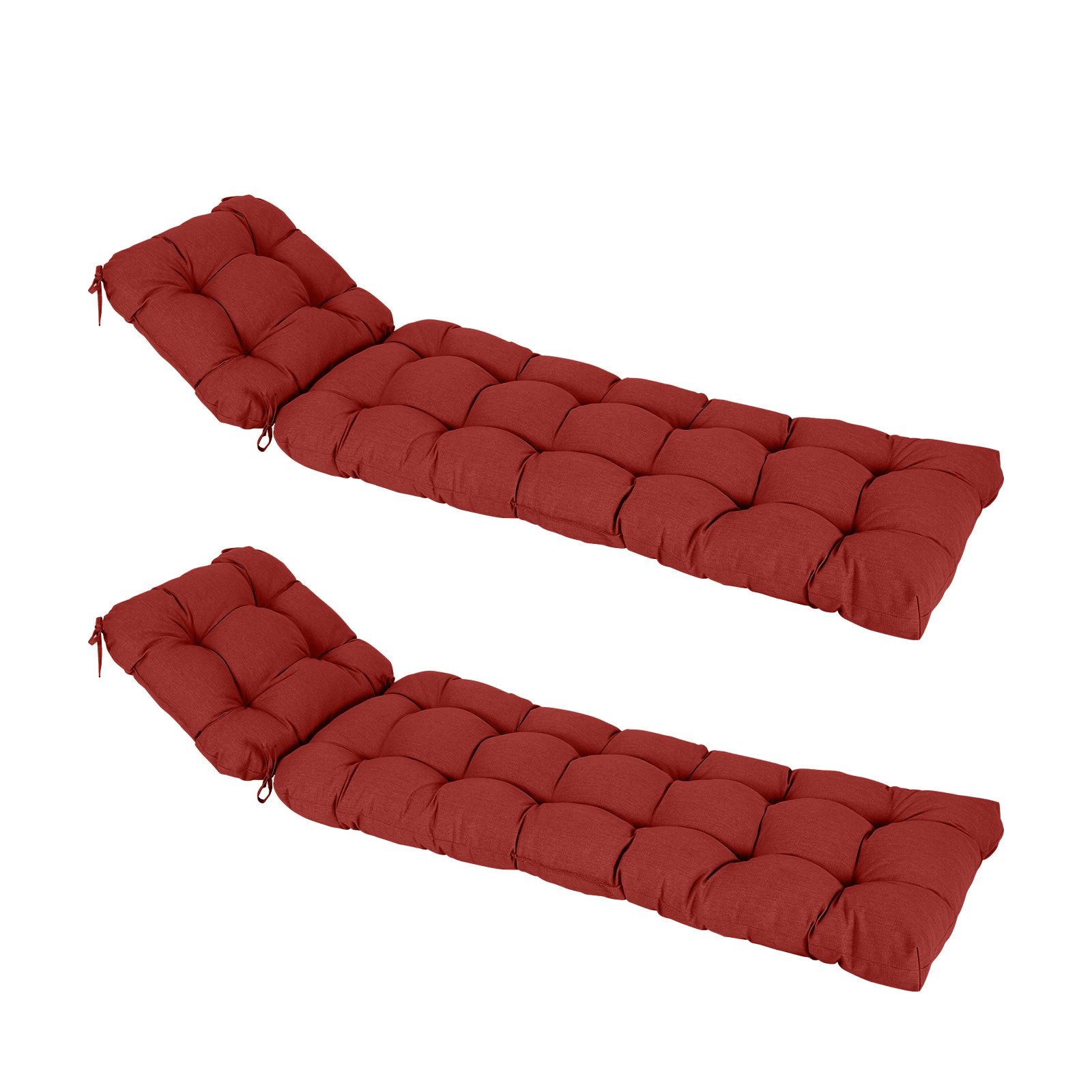 76"x22"x5.1" Polyester Tufted Chaise Lounge Cushion for Outdoor Wicker Chaise Lounge Use, 2 Packs - Red - Aoodor
