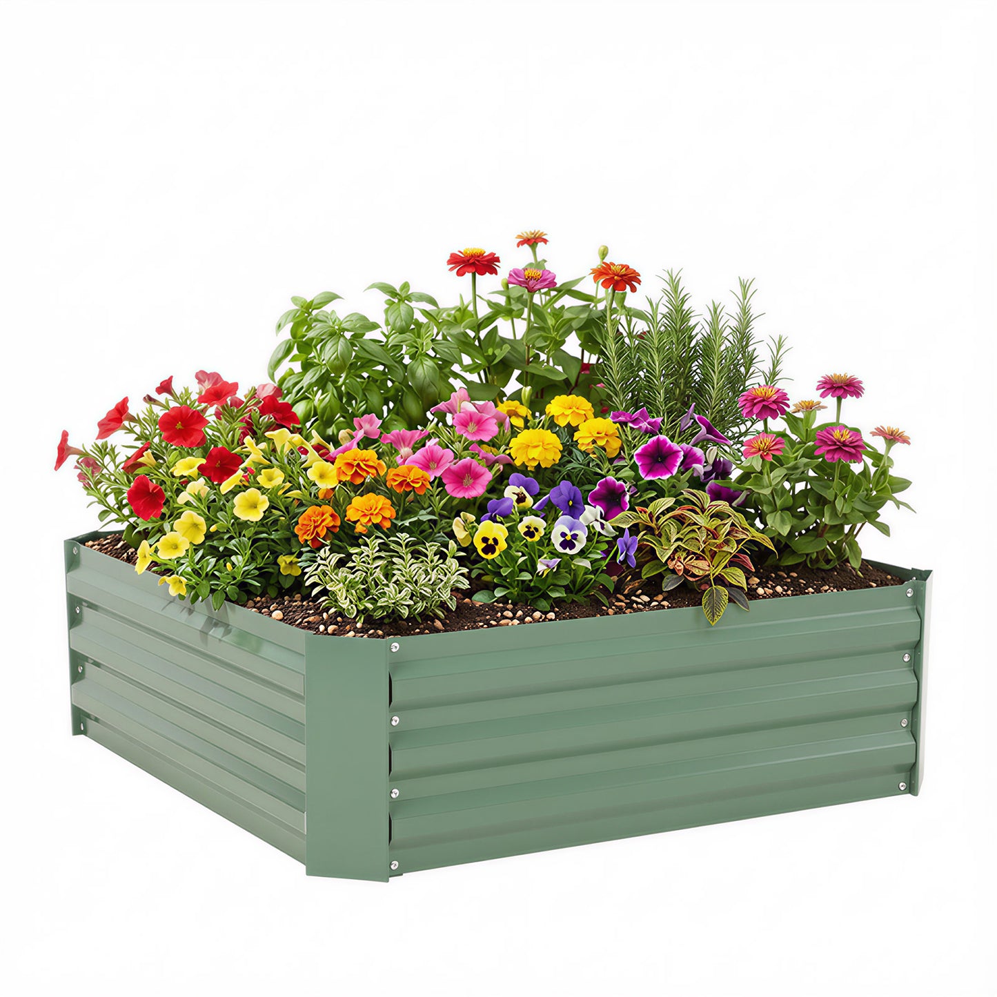 2-Pack 11" Tall Metal Raised Garden Bed, Galvanized Steel Planter Box - 3'x3'