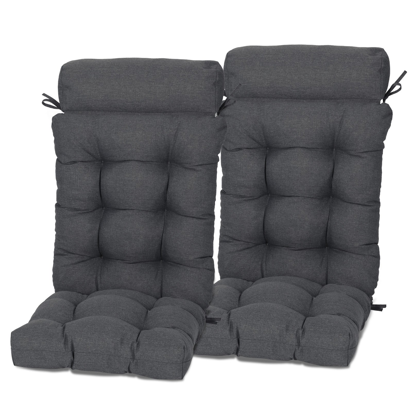 Tufted Outdoor High Back Rocking Chair Cushion Set of 2, Dark Grey - Aoodor