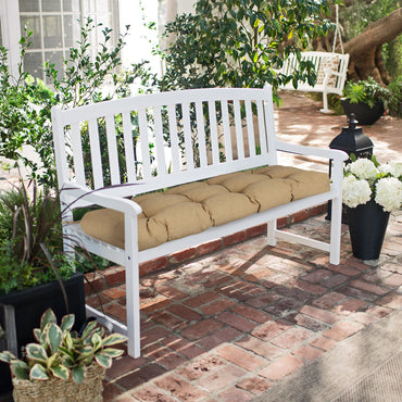 Outdoor Polyester Tufted Bench Cushion, Water & Fade Resistant, Brown - Aoodor