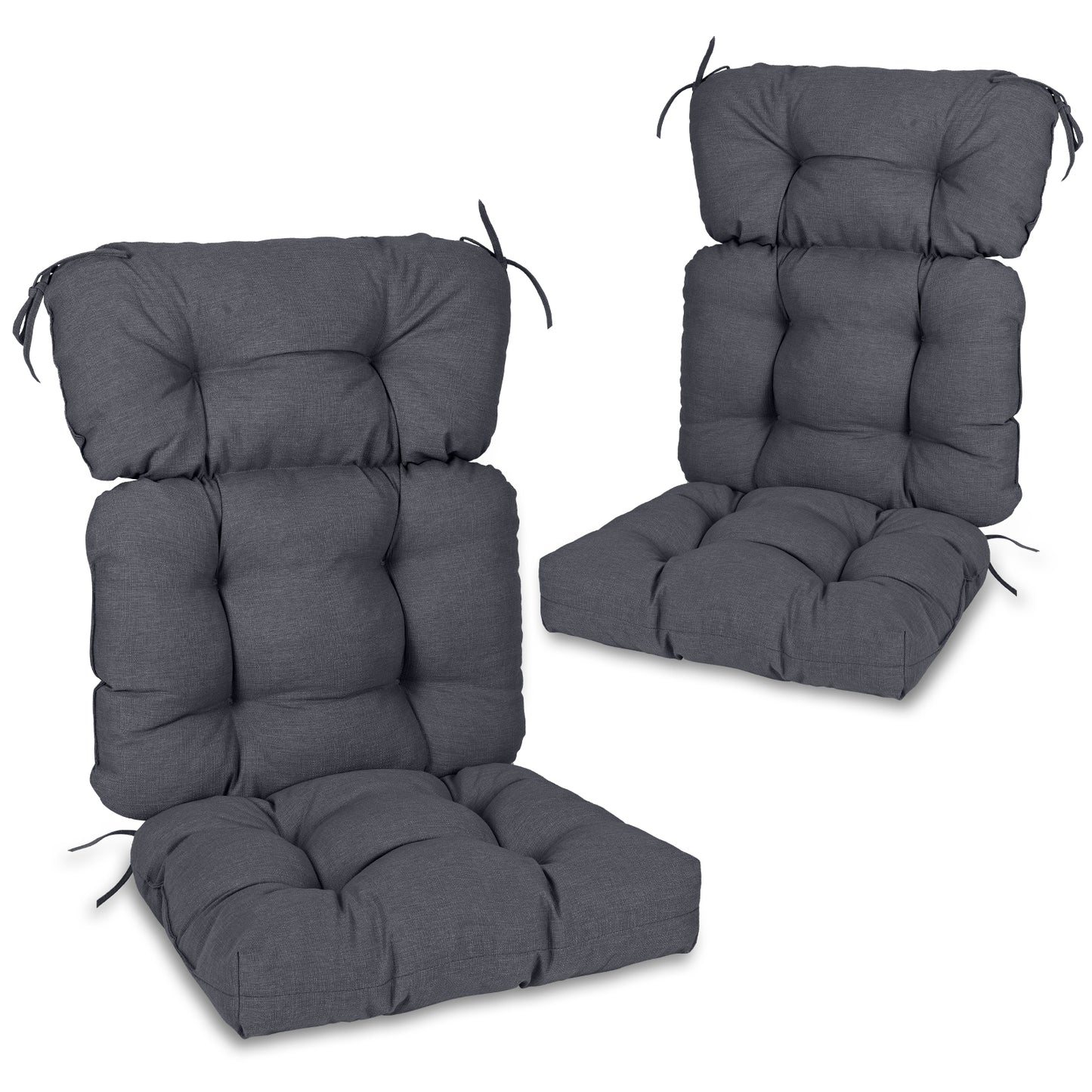 Tufted Outdoor High Back Chair Cushions Patio Rocking Pads for Furniture, Dark Gray