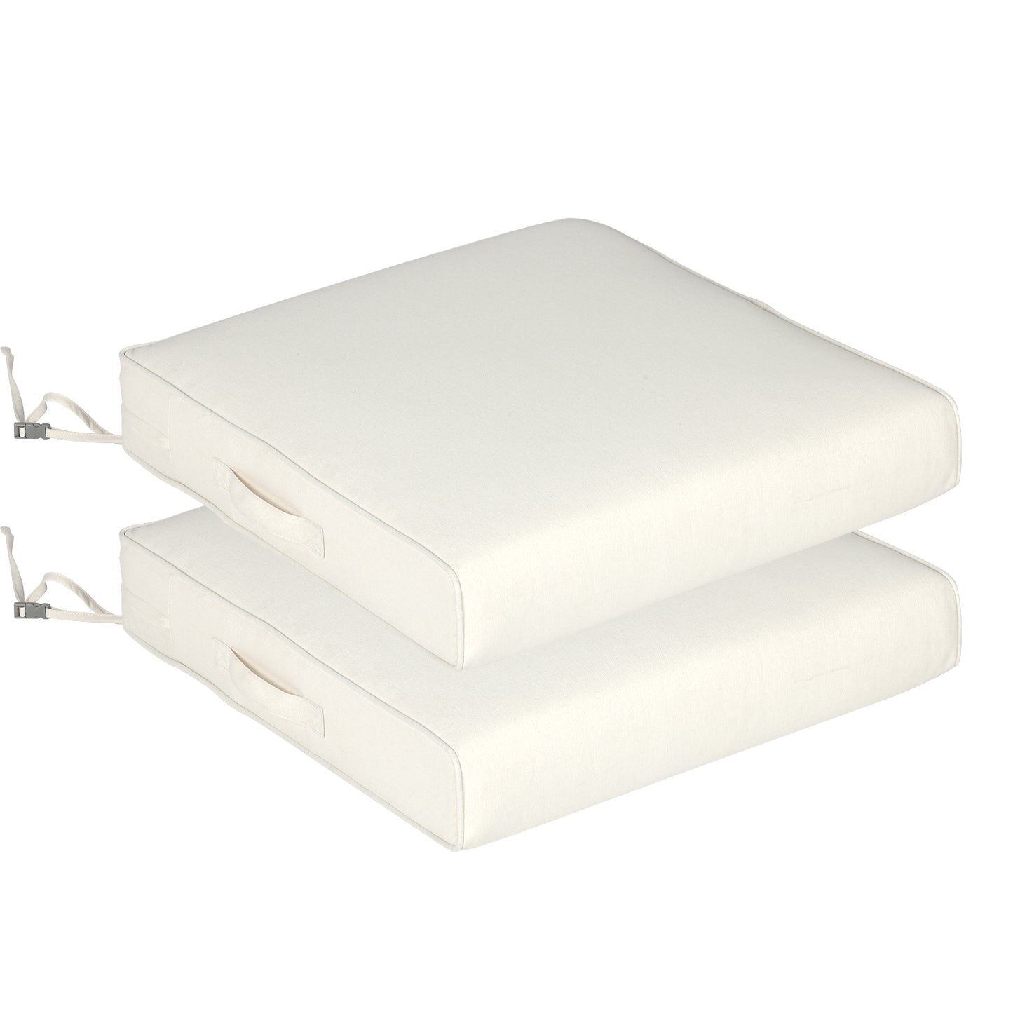 Outdoor Chair Cushions Set of 2 with Handle and Ties, Water Resistant Patio Seat Pads, Ivory