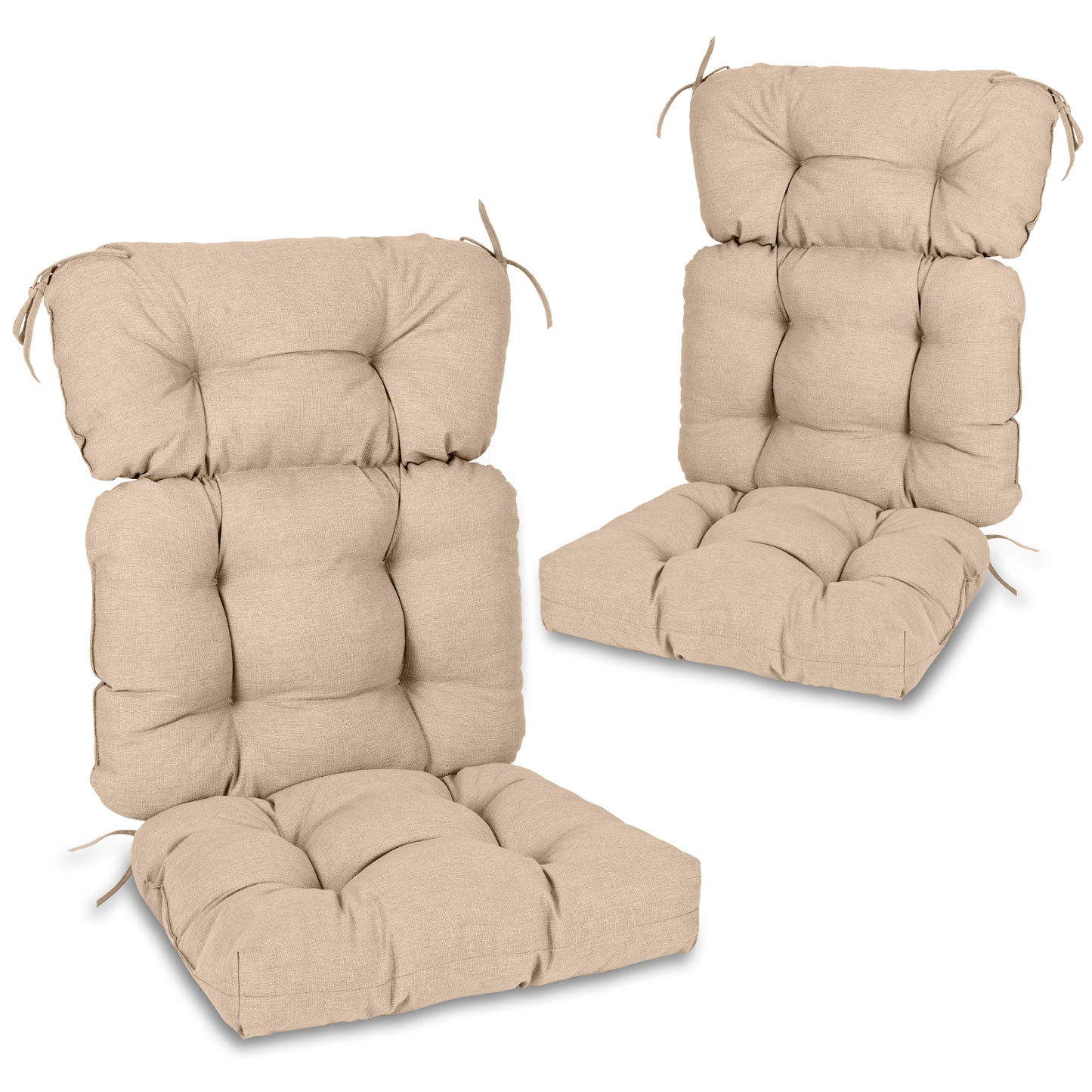 Tufted Outdoor High Back Chair Cushions Patio Rocking Pads for Furniture, Khaki