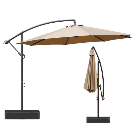 10 ft. Patio Offset Hanging Umbrella with Base Stand - Aoodor