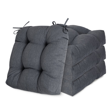 19x19x5 Inch Tufted Outdoor Chair Cushions, Water and Fade Resistant Polyester Dining Chair Pads with Ties - Dark Gray - Aoodor