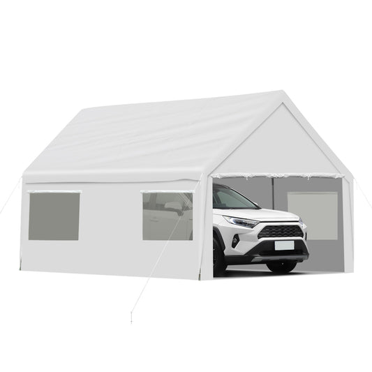 20x10/20x12 ft. Carport Canopy Tent - Portable Garage, Boat Shelter, Party Canopy - Aoodor