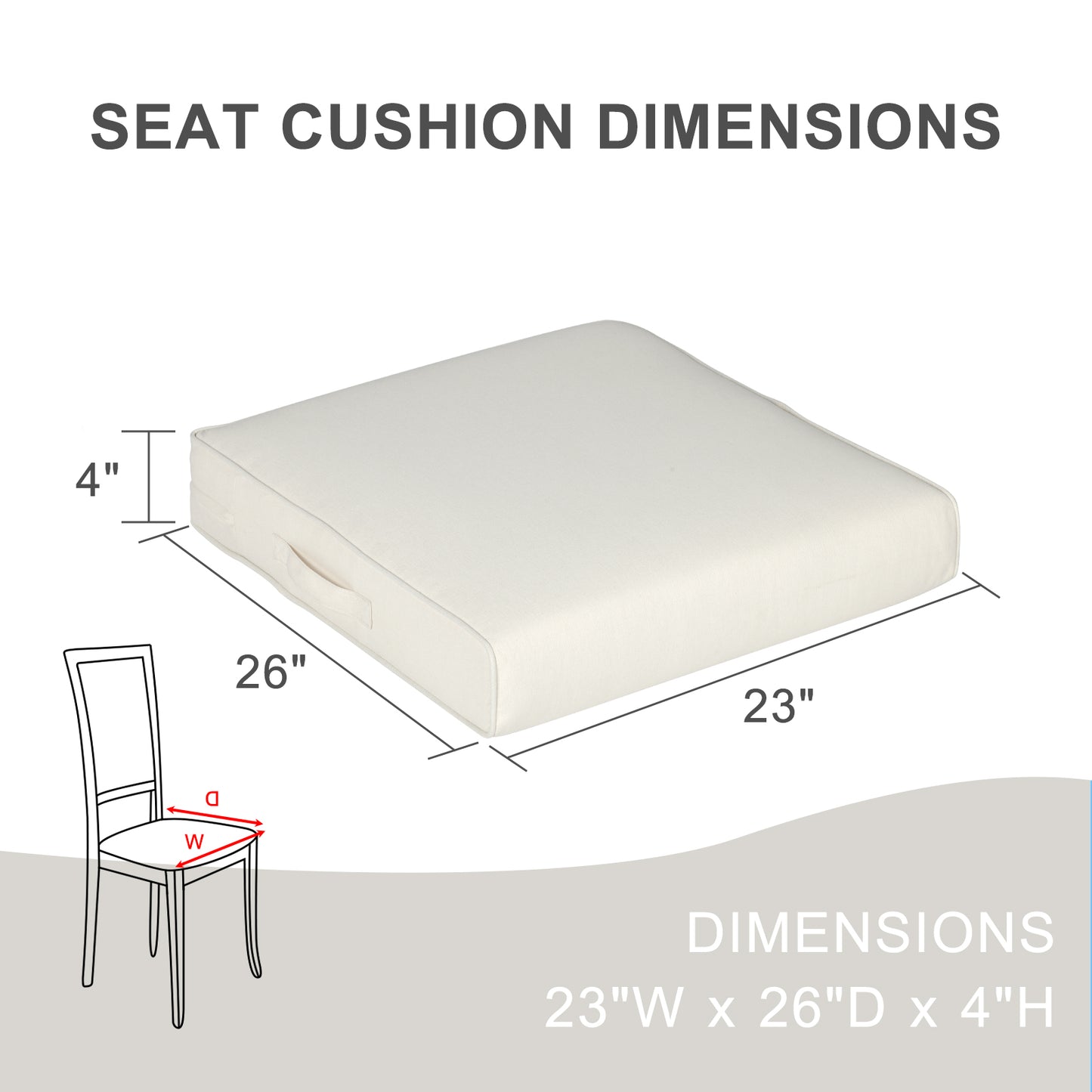 Outdoor Chair Cushions Set of 2 with Handle and Ties, Water Resistant Patio Seat Pads, Ivory