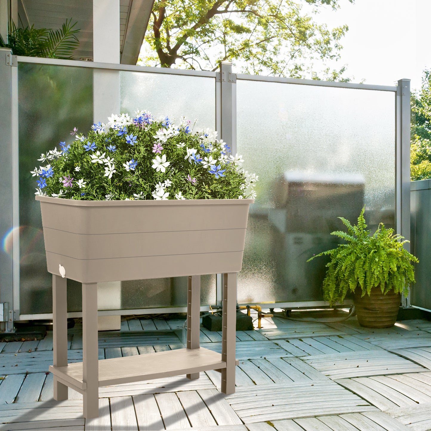 30×14×30 inch Elevated Raised Planter Box with Legs, Water Level Indicator - Set of 3