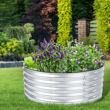 17" Tall 38" Metal Raised Garden Bed Kit, Silver