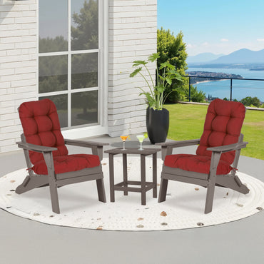 Outdoor High Back Tufted Adirondack Chair Cushion, Patio Rocking Chair Cushions with Ties, Set of 2, Red - Aoodor