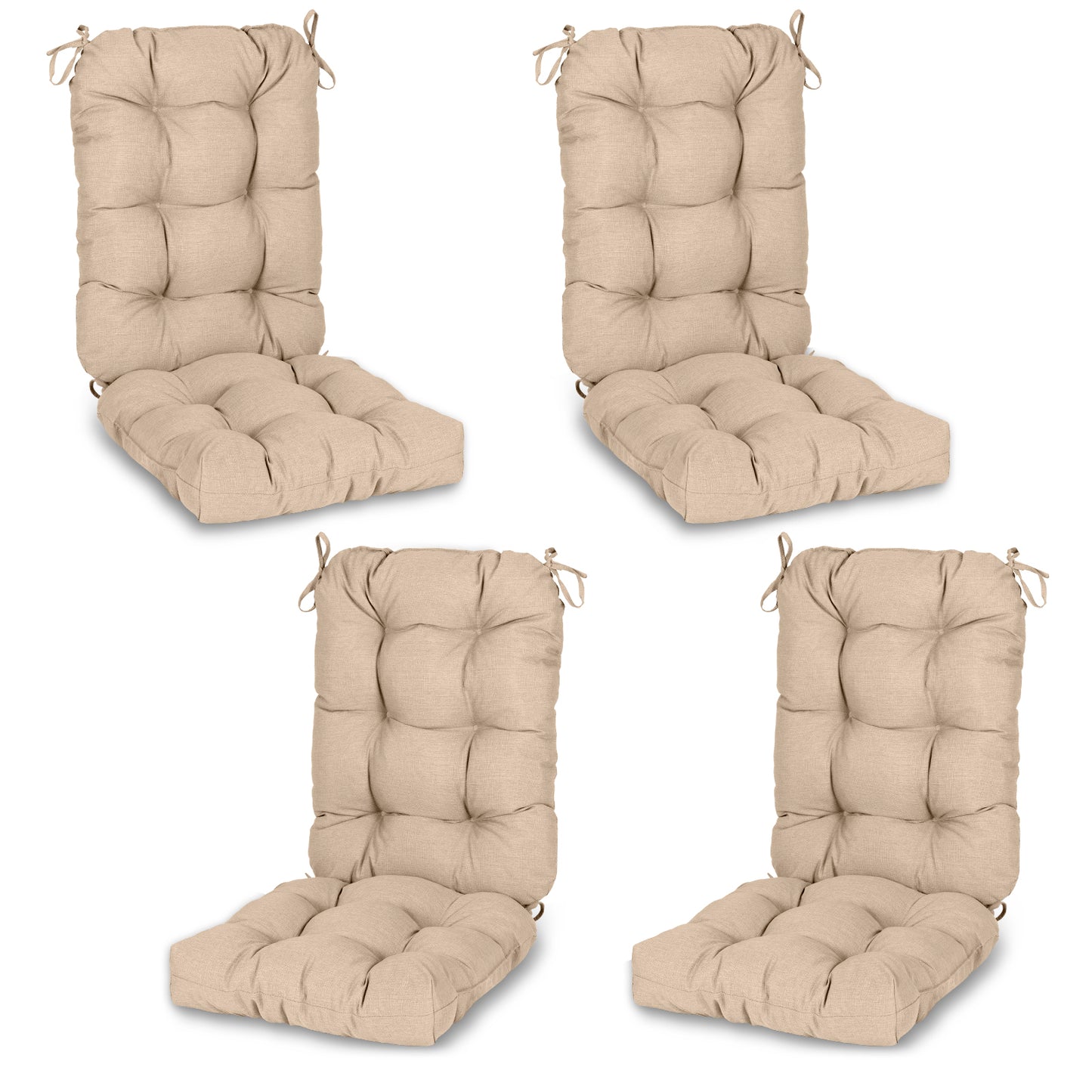 Tufted Outdoor High Back Chair Cushions Patio Replacement Cushion, Khaki