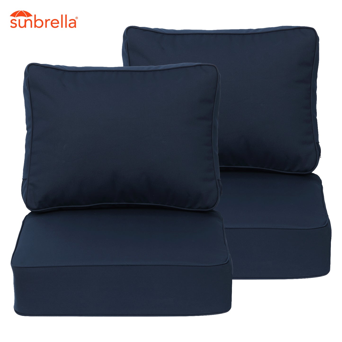 Premium Sunbrella Fabric Outdoor Patio Chair Cushions Set, Canvas Navy