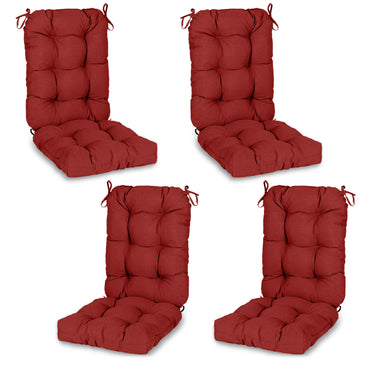 Tufted Outdoor High Back Chair Cushions Patio Replacement Cushion, Red - Aoodor