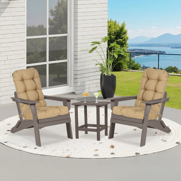 Outdoor High Back Tufted Adirondack Chair Cushion, Patio Rocking Chair Cushions with Ties, Set of 2, Brown - Aoodor