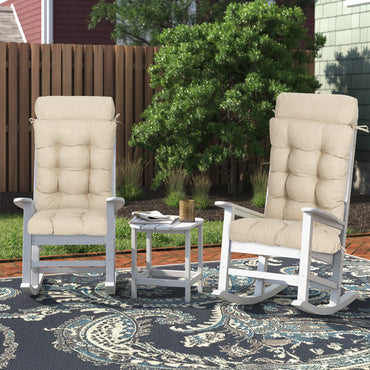 Tufted Outdoor High Back Rocking Chair Cushion Set of 2, Khaki - Aoodor
