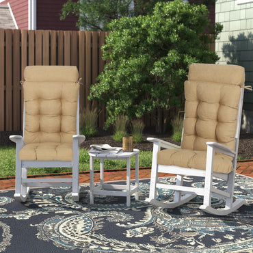 Tufted Outdoor High Back Rocking Chair Cushion Set of 2, Brown - Aoodor