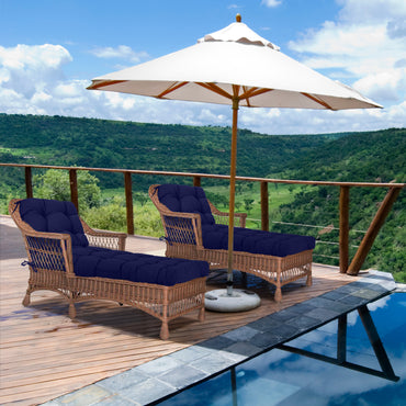 76"x22"x5.1" Polyester Tufted Chaise Lounge Cushion for Outdoor Wicker Chaise Lounge Use, 2 Packs - Dark Blue - Aoodor