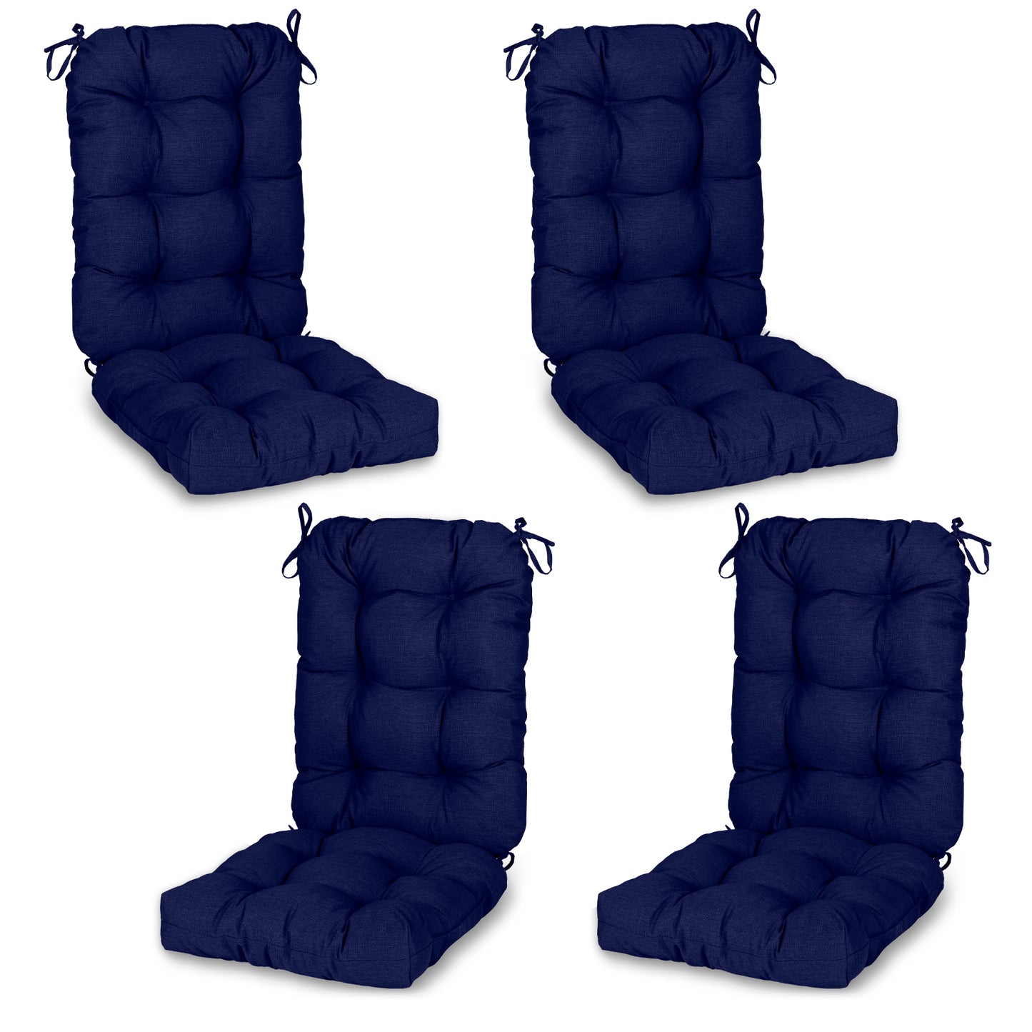 Tufted Outdoor High Back Chair Cushions Patio Replacement Cushion, Dark Blue