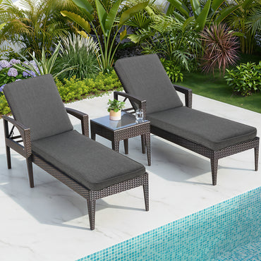 72x21x3 inch Patio Chaise Lounger Cushions Set of 2 - Charcoal - Aoodor